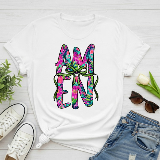 Floral AMEN + Bow
