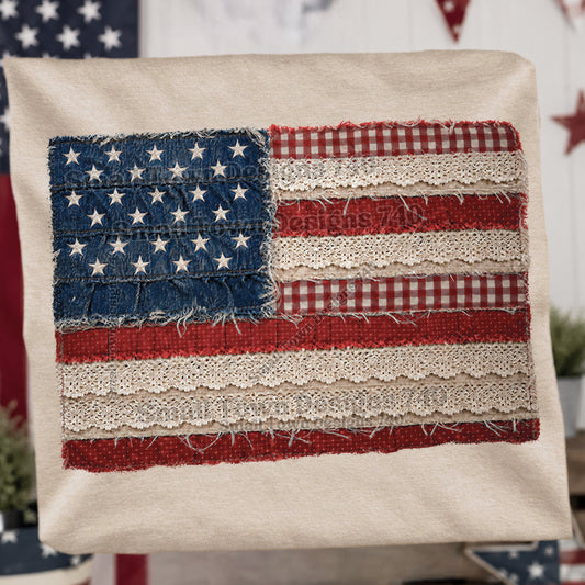 Quilted American Flag Graphic Tee